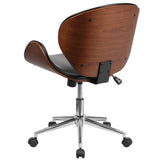 English Elm Commercial Grade Mid-Back Walnut Wood Conference Office Chair in LeatherSoft