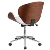 English Elm Commercial Grade Mid-Back Walnut Wood Conference Office Chair in LeatherSoft