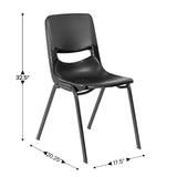 English Elm Commercial Grade Heavy-Duty Flex Comfort Classroom Stack Chair with Powder-Coated Frame and Ergonomic Back and Seat