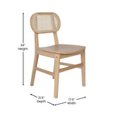 English Elm Commercial Grade - Set of 2 Commercial Cane Rattan Dining and Event Chairs with Solid Wood Frame and Seat,