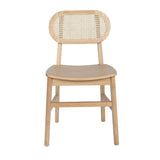 English Elm Commercial Grade - Set of 2 Commercial Cane Rattan Dining and Event Chairs with Solid Wood Frame and Seat,