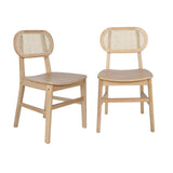 English Elm Commercial Grade - Set of 2 Commercial Cane Rattan Dining and Event Chairs with Solid Wood Frame and Seat,