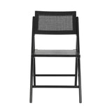 English Elm Commercial Grade - Set of 2 Cane Rattan Folding Chairs with Solid Wood Frame and Seat and Ventilated Back, Perfect for Events or Additional Seating, Natural/