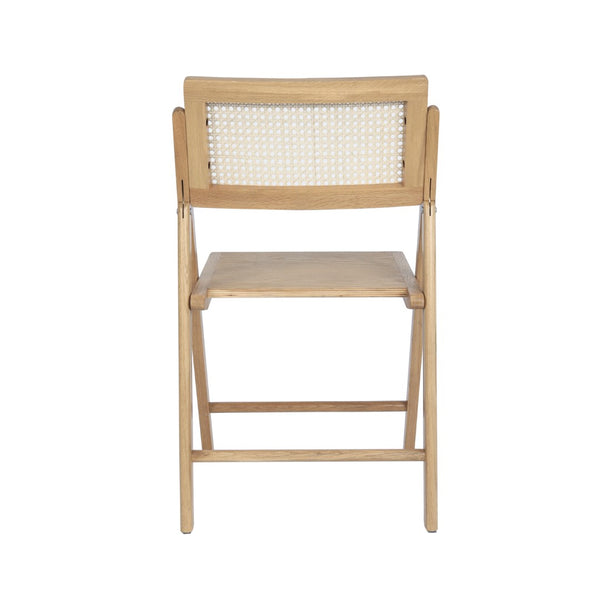 English Elm Commercial Grade - Set of 2 Cane Rattan Folding Chairs with Solid Wood Frame and Seat and Ventilated Back, Perfect for Events or Additional Seating,