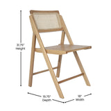 English Elm Commercial Grade - Set of 2 Cane Rattan Folding Chairs with Solid Wood Frame and Seat and Ventilated Back, Perfect for Events or Additional Seating,