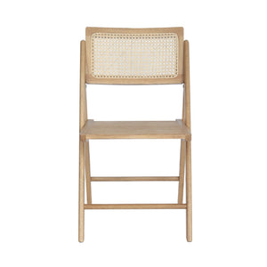 English Elm Commercial Grade - Set of 2 Cane Rattan Folding Chairs with Solid Wood Frame and Seat and Ventilated Back, Perfect for Events or Additional Seating,