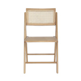 English Elm Commercial Grade - Set of 2 Cane Rattan Folding Chairs with Solid Wood Frame and Seat and Ventilated Back, Perfect for Events or Additional Seating,