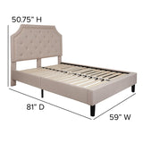 English Elm Full Size Tufted Upholstered Platform Bed in Fabric