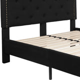 English Elm Full Size Tufted Upholstered Platform Bed in Fabric