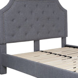 English Elm Full Size Tufted Upholstered Platform Bed in Fabric