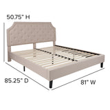 English Elm King Size Tufted Upholstered Platform Bed in Fabric