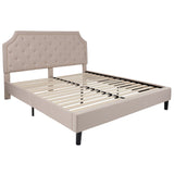 English Elm King Size Tufted Upholstered Platform Bed in Fabric