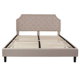 English Elm King Size Tufted Upholstered Platform Bed in Fabric