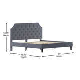 English Elm King Size Tufted Upholstered Platform Bed in Fabric