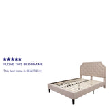 English Elm Queen Size Tufted Upholstered Platform Bed in Fabric