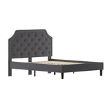 English Elm Queen Size Tufted Upholstered Platform Bed in Fabric