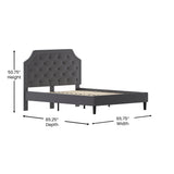 English Elm Queen Size Tufted Upholstered Platform Bed in Fabric