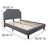 English Elm Queen Size Tufted Upholstered Platform Bed in Fabric