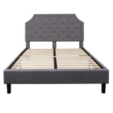 English Elm Queen Size Tufted Upholstered Platform Bed in Fabric