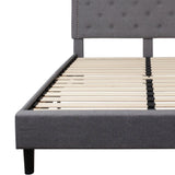 English Elm Queen Size Tufted Upholstered Platform Bed in Fabric