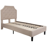 English Elm Twin Size Tufted Upholstered Platform Bed in Fabric