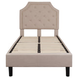 English Elm Twin Size Tufted Upholstered Platform Bed in Fabric