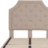 English Elm Twin Size Tufted Upholstered Platform Bed in Fabric