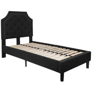 English Elm Twin Size Tufted Upholstered Platform Bed in Fabric