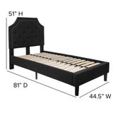 English Elm Twin Size Tufted Upholstered Platform Bed in Fabric