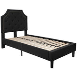 English Elm Twin Size Tufted Upholstered Platform Bed in Fabric