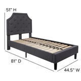 English Elm Twin Size Tufted Upholstered Platform Bed in Fabric