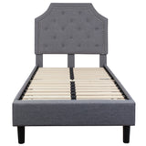 English Elm Twin Size Tufted Upholstered Platform Bed in Fabric