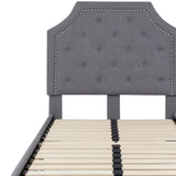 English Elm Twin Size Tufted Upholstered Platform Bed in Fabric