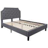 English Elm Queen Size Tufted Upholstered Platform Bed in Fabric with 10 Inch CertiPUR-US Certified Pocket Spring Mattress