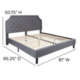 English Elm King Size Tufted Upholstered Platform Bed in Fabric with 10 Inch CertiPUR-US Certified Pocket Spring Mattress