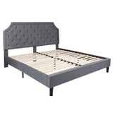 English Elm King Size Tufted Upholstered Platform Bed in Fabric with 10 Inch CertiPUR-US Certified Pocket Spring Mattress