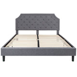 English Elm King Size Tufted Upholstered Platform Bed in Fabric with 10 Inch CertiPUR-US Certified Pocket Spring Mattress