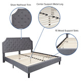 English Elm King Size Tufted Upholstered Platform Bed in Fabric with 10 Inch CertiPUR-US Certified Pocket Spring Mattress