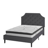 English Elm Full Size Tufted Upholstered Platform Bed in Fabric with 10 Inch CertiPUR-US Certified Pocket Spring Mattress