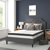 English Elm Full Size Tufted Upholstered Platform Bed in Fabric with 10 Inch CertiPUR-US Certified Pocket Spring Mattress