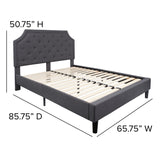 English Elm Queen Size Tufted Upholstered Platform Bed in Fabric with 10 Inch CertiPUR-US Certified Pocket Spring Mattress