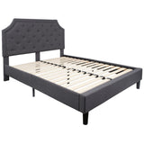 English Elm Queen Size Tufted Upholstered Platform Bed in Fabric with 10 Inch CertiPUR-US Certified Pocket Spring Mattress