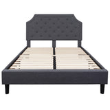 English Elm Queen Size Tufted Upholstered Platform Bed in Fabric with 10 Inch CertiPUR-US Certified Pocket Spring Mattress