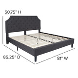 English Elm King Size Tufted Upholstered Platform Bed in Fabric with 10 Inch CertiPUR-US Certified Pocket Spring Mattress