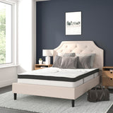 English Elm Full Size Tufted Upholstered Platform Bed in Fabric with 10 Inch CertiPUR-US Certified Pocket Spring Mattress