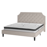 English Elm King Size Tufted Upholstered Platform Bed in Fabric with 10 Inch CertiPUR-US Certified Pocket Spring Mattress