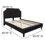 English Elm Queen Size Tufted Upholstered Platform Bed in Fabric with 10 Inch CertiPUR-US Certified Pocket Spring Mattress