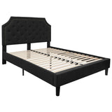 English Elm Queen Size Tufted Upholstered Platform Bed in Fabric with 10 Inch CertiPUR-US Certified Pocket Spring Mattress