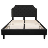 English Elm Queen Size Tufted Upholstered Platform Bed in Fabric with 10 Inch CertiPUR-US Certified Pocket Spring Mattress