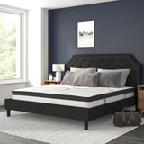 English Elm King Size Tufted Upholstered Platform Bed in Fabric with 10 Inch CertiPUR-US Certified Pocket Spring Mattress